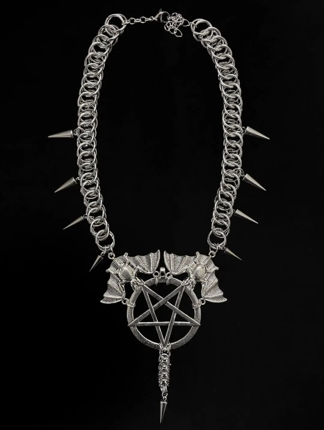 Vampire Bloodstone Bat Wing Chainmail Necklace | Grizz Studio®