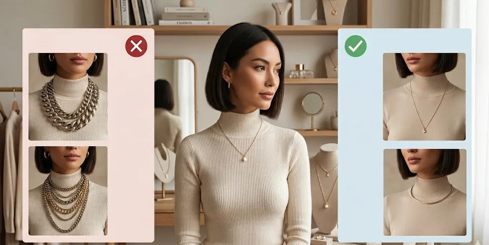 How to Choose a Necklace for a High Neckline Without Making the Outfit Feel Crowded