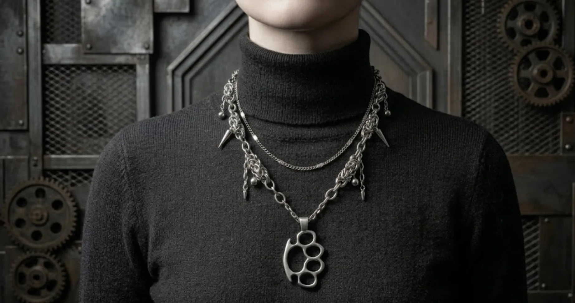 How to Style the Ironveil Grip Layered Chainmail Necklace for Industrial Gothic Outfits
