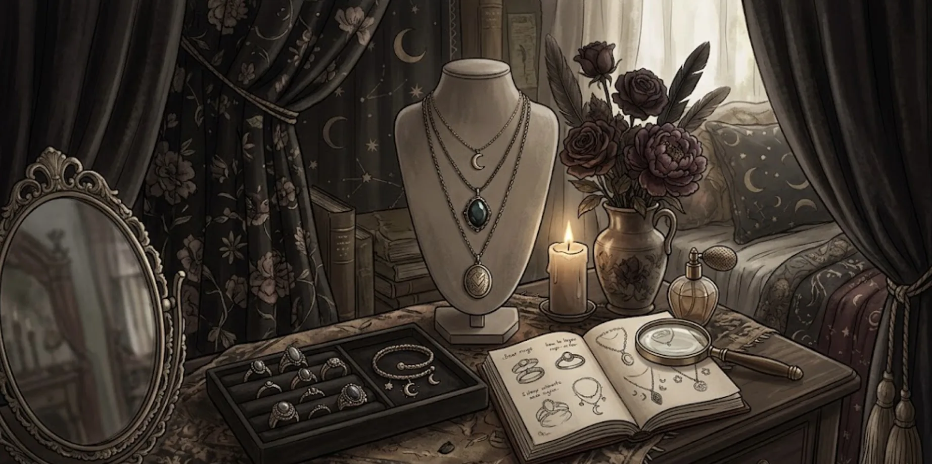 Whimsigoth Jewelry and Accessories to Elevate Soft Dark Outfits