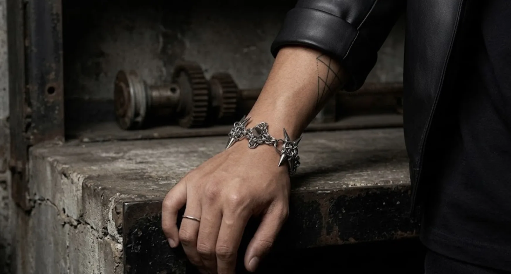 How to Style the Aether Spike Orb Chainmail Bracelet for Industrial Gothic Outfits